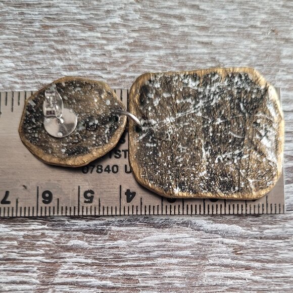 Hand Crafted Abstract Paper Mache Drop Earrings - Picture 4 of 4